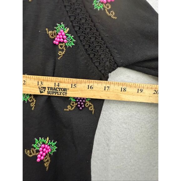 Vintage Y2K Just B Womens Black Beaded Sequin Grapes Cardigan Sweater Size Small - Picture 12 of 12